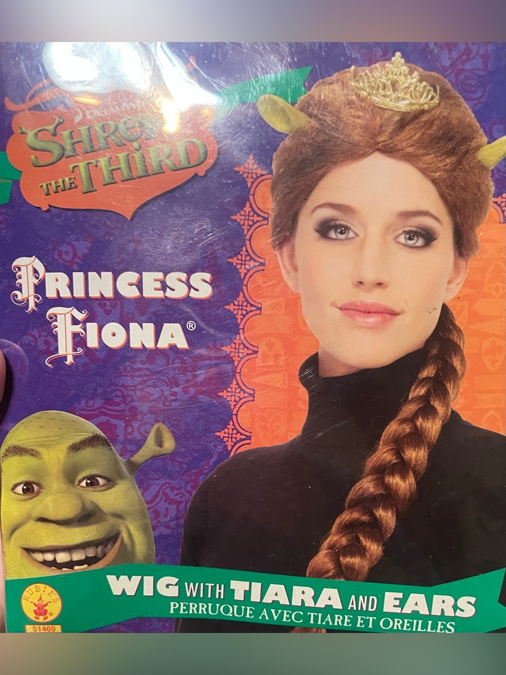 Rubie’s Shrek Princess Fiona Auburn Braided Costume Wig with Tiara & Ogre Ears